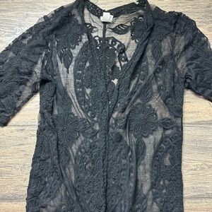 Otherwild Black Floral Lace Blouse